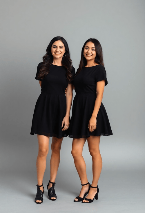 Dynamic Duo: Twins in Classic Black