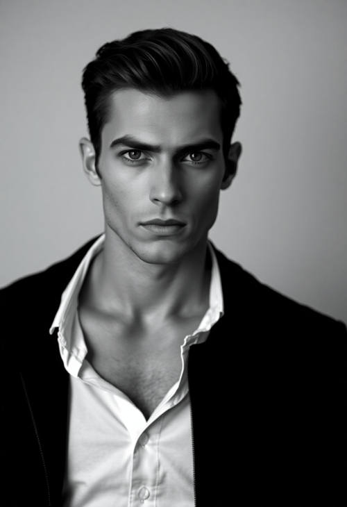 Ethereal Elegance: The Gaze of a Supermodel in Black and White