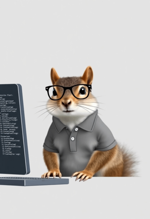 Squirrel Software Developer Coding Away