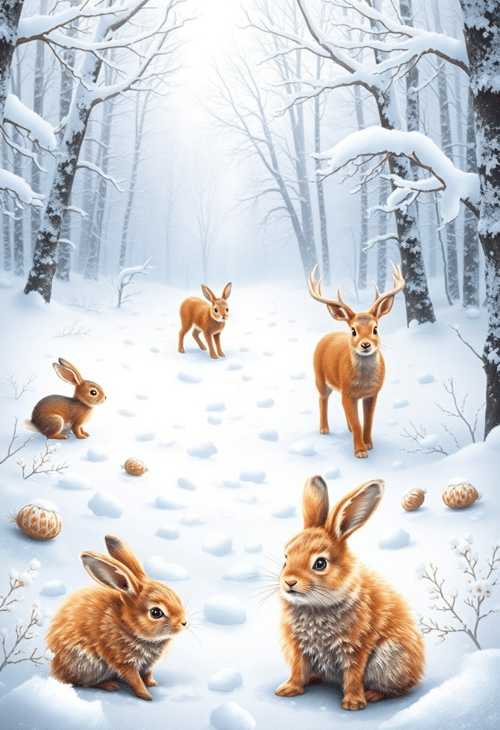 Fuzzy Woodland Critters in Winter
