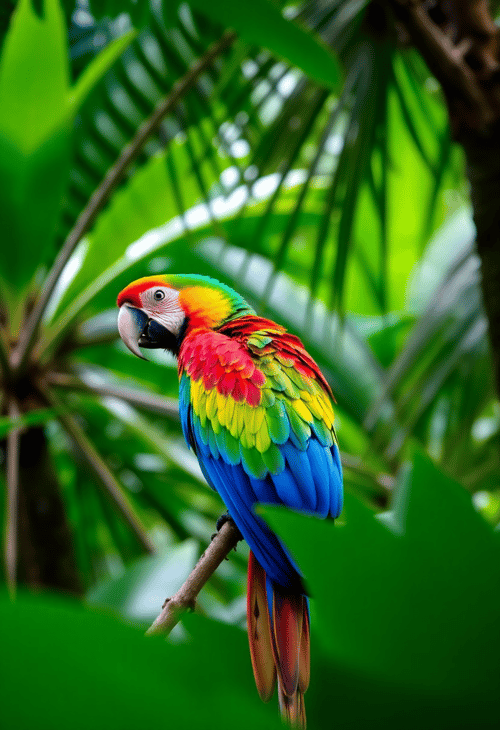 Vibrant Macaw in Tropical Canopy