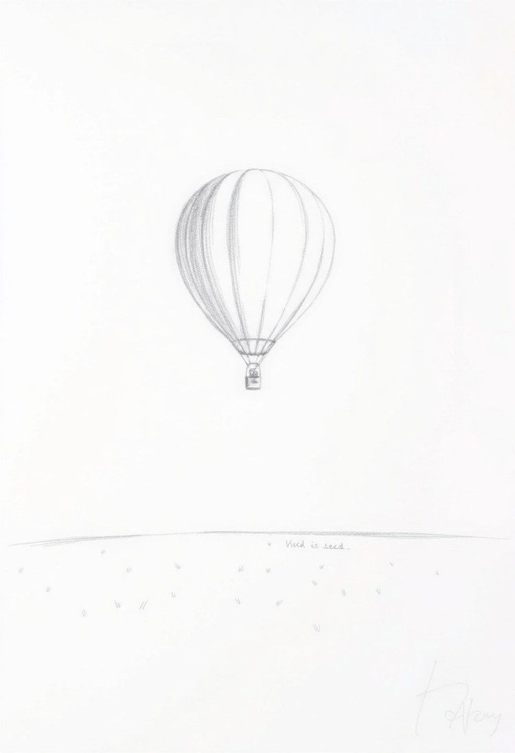 Dreamy Hot Air Balloon Floating Over an Open Field