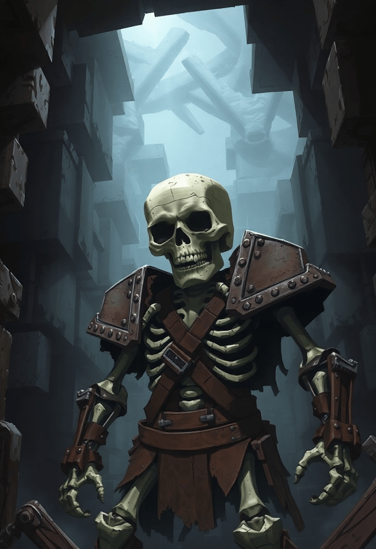 Zombie Skeleton in a Minecraft Dungeon