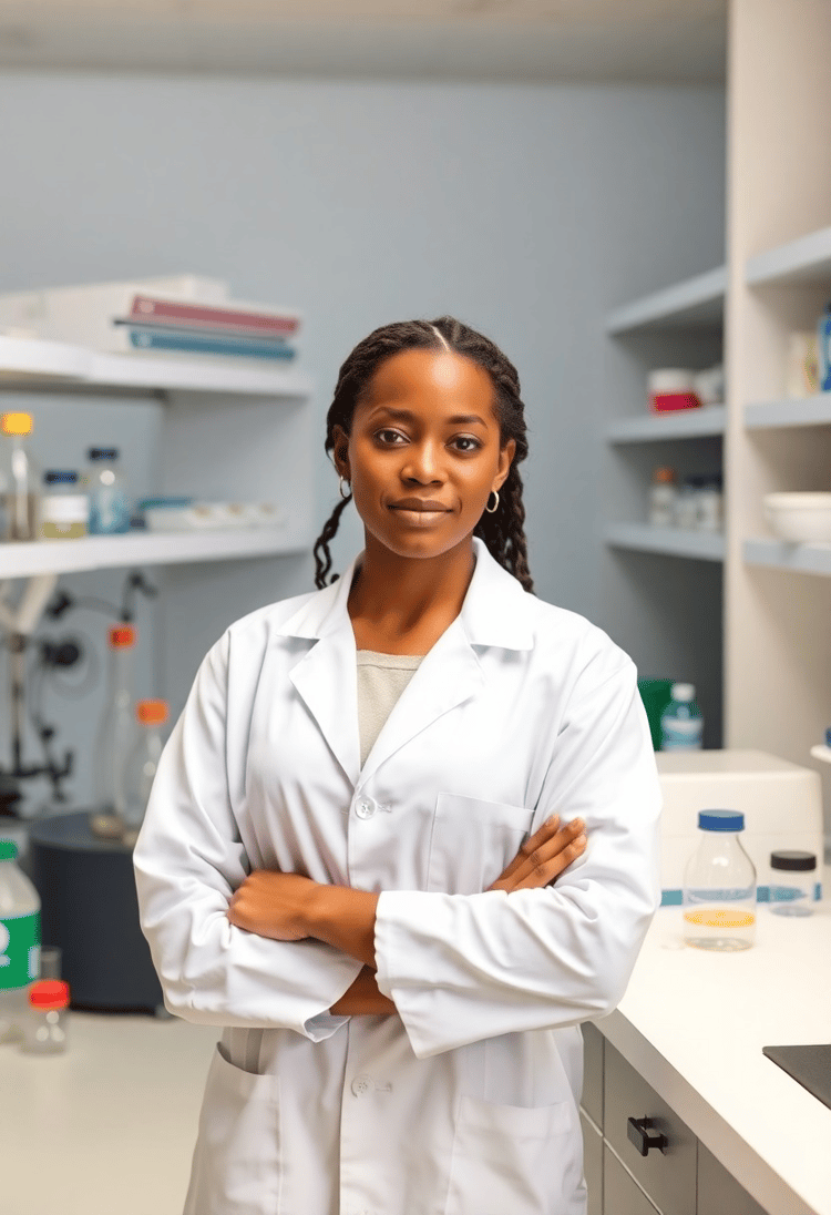 Young Black Female Scientist in a Lab of Discovery