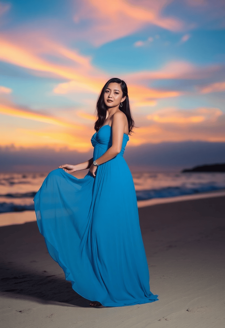 Beach Bliss: Philippines Model at Sunset
