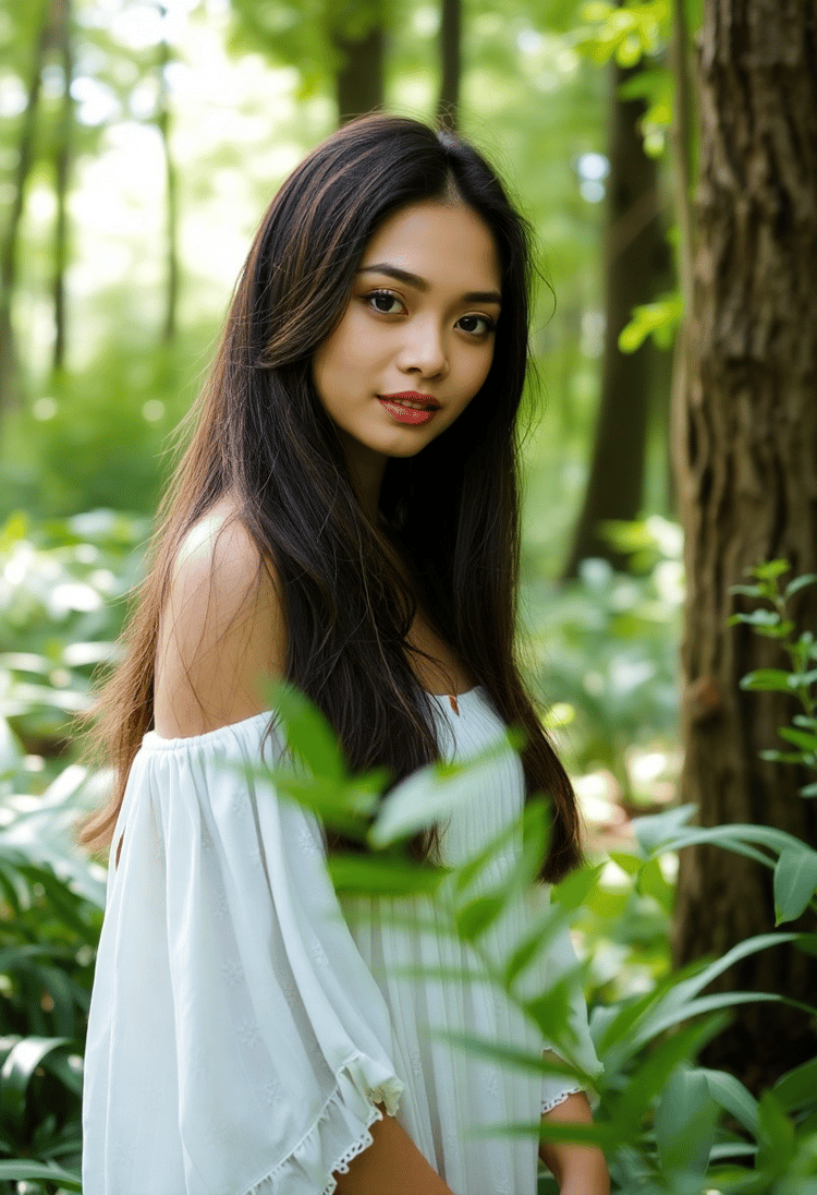 Nature's Muse: Philippines Model in a Forest Glade