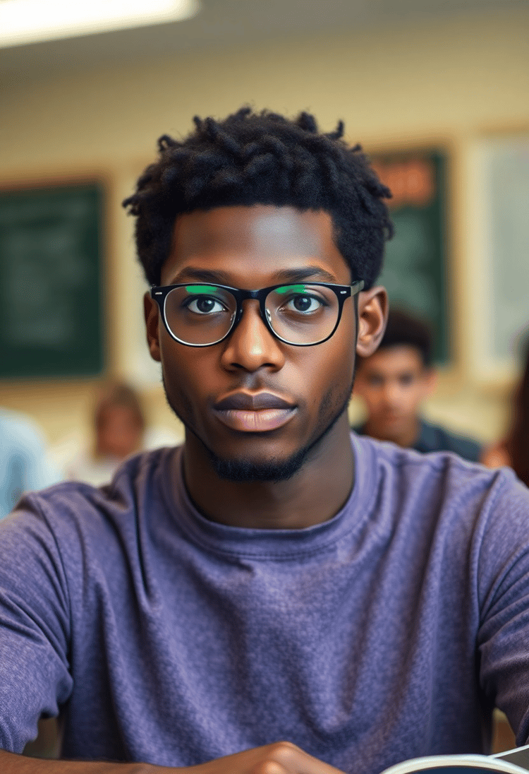 Classic Male Nerd with a Pen Behind the Ear