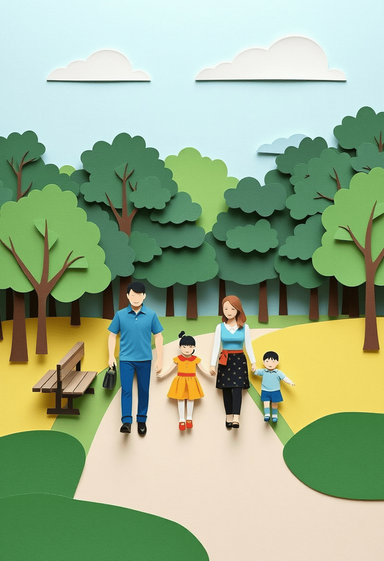 Paper Cutout Family AI Art