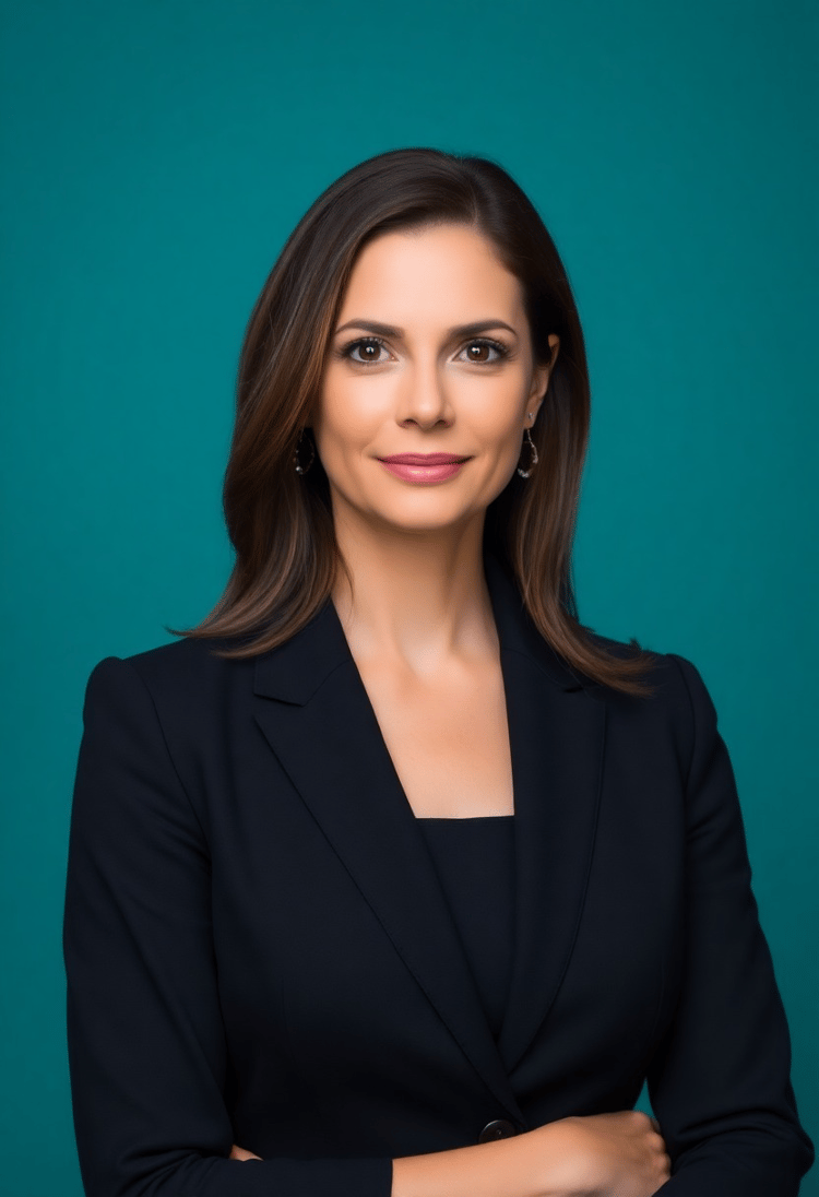 Elegant Female CEO Headshot with a Teal Backdrop