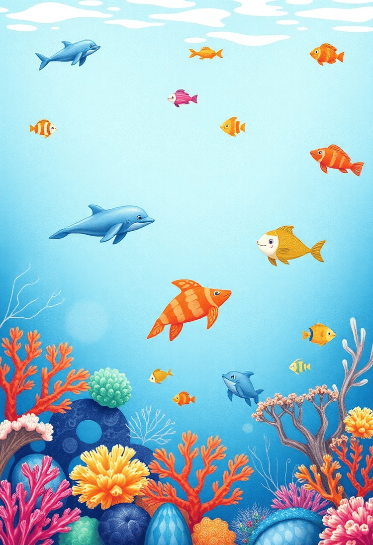 Cute Sea Creatures Under the Ocean