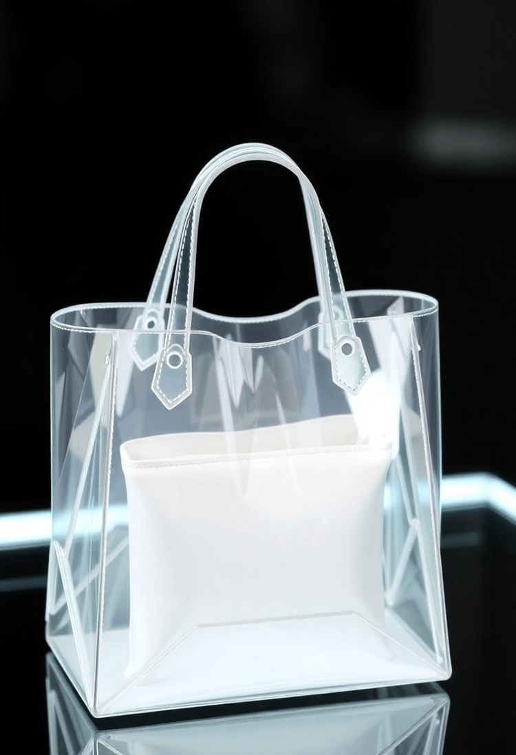 Transparent Geometric Handbag with Internal Pouch