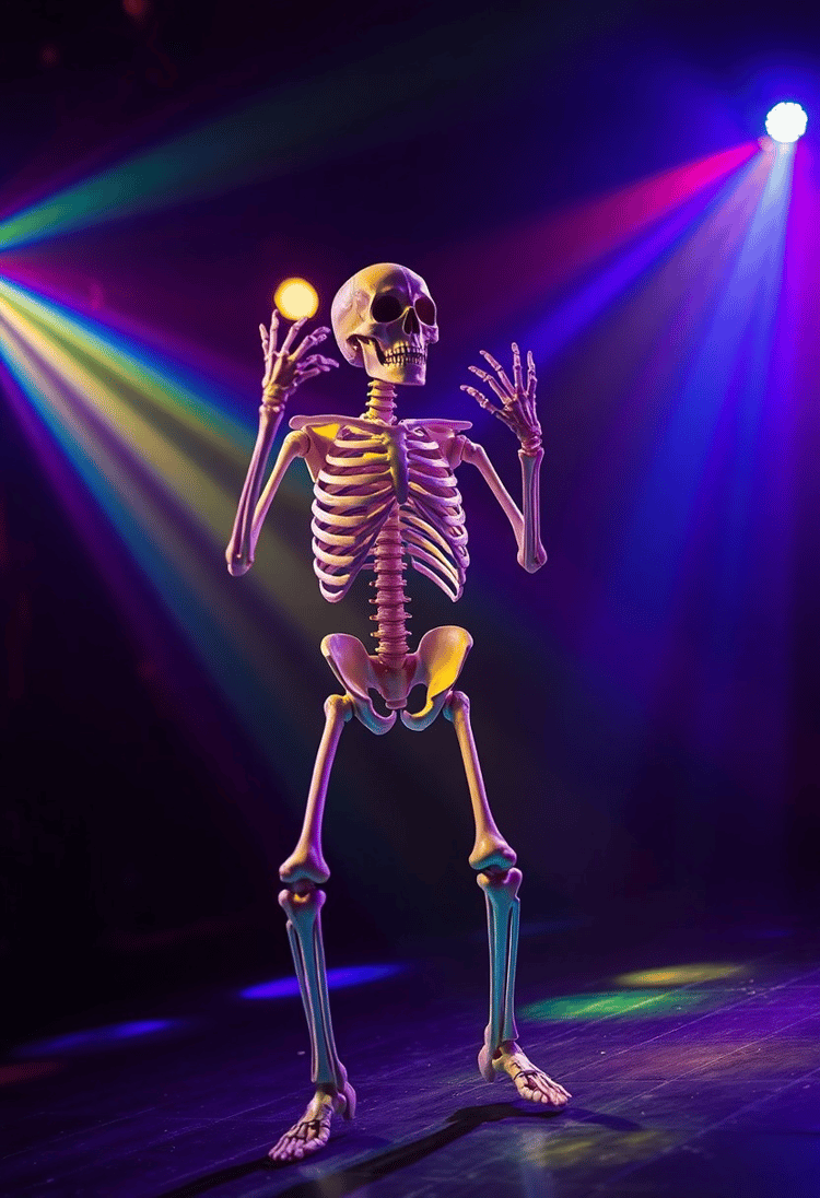 Skeleton Grooving at a Disco Night