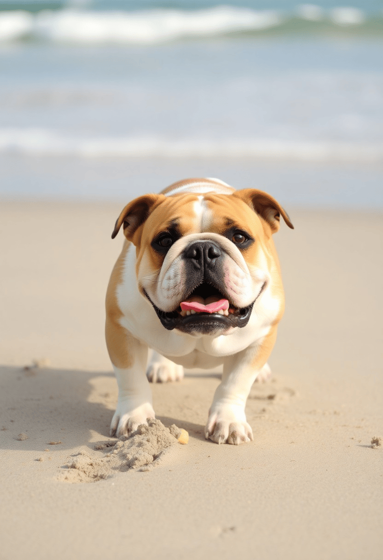 Bulldog at a Beach