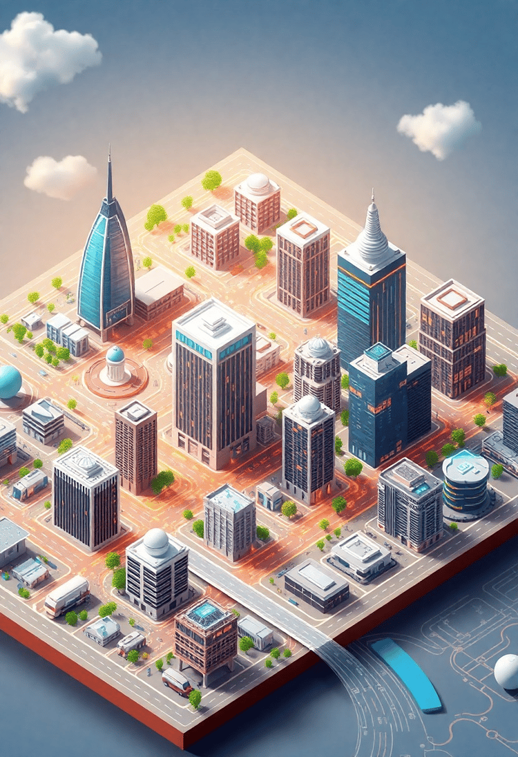 Tech Capital: Futuristic 3D Isometric Urban Landscape