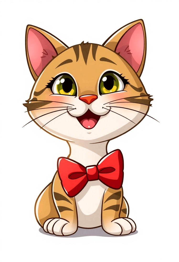 Whimsical Cartoon Cat with a Bowtie