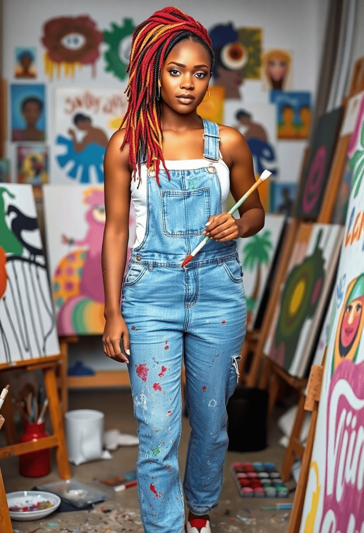 Artistic Allure: Redhead Posing in an Art Studio