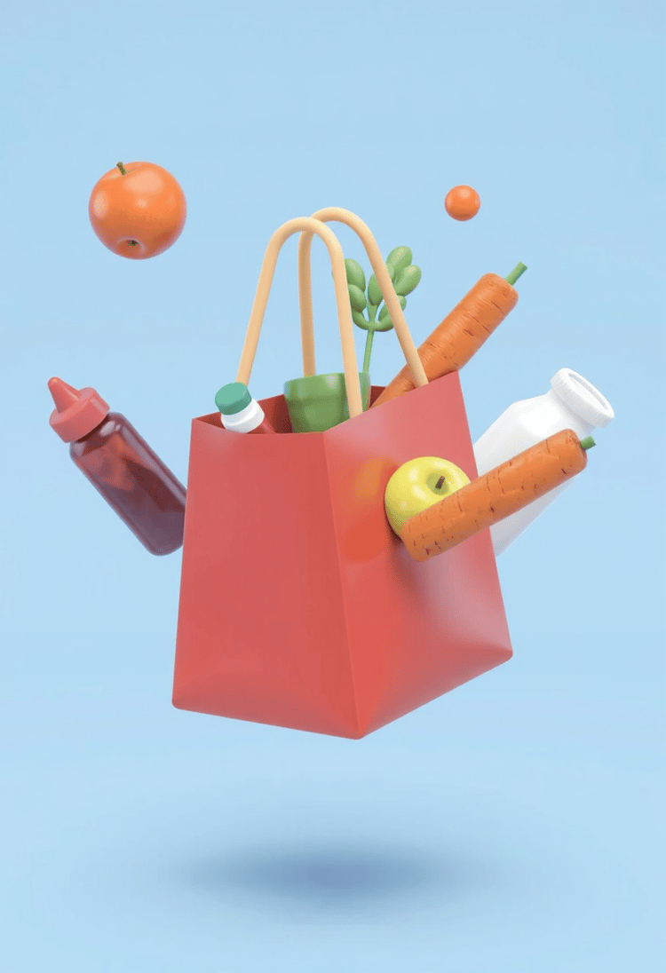 3D Groceries Shopping Bag 