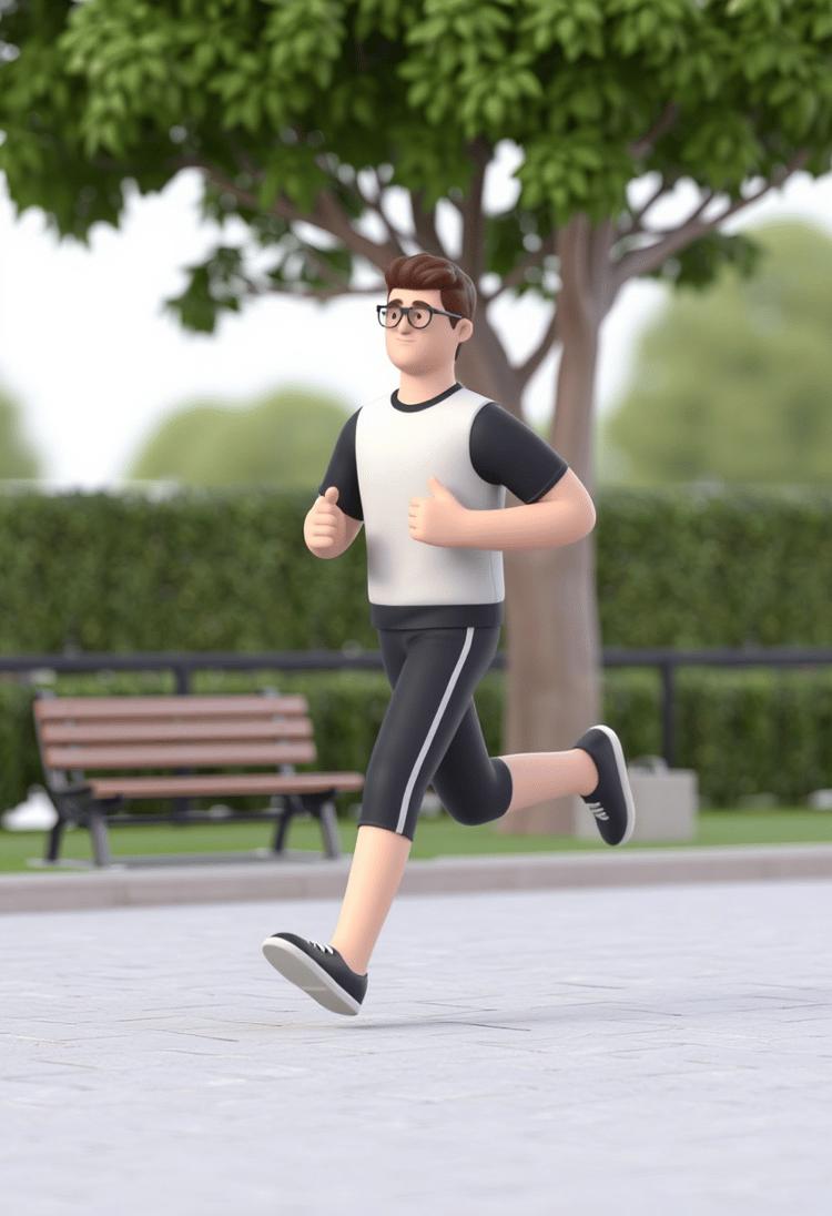 Man Jogging in Park 3D Render