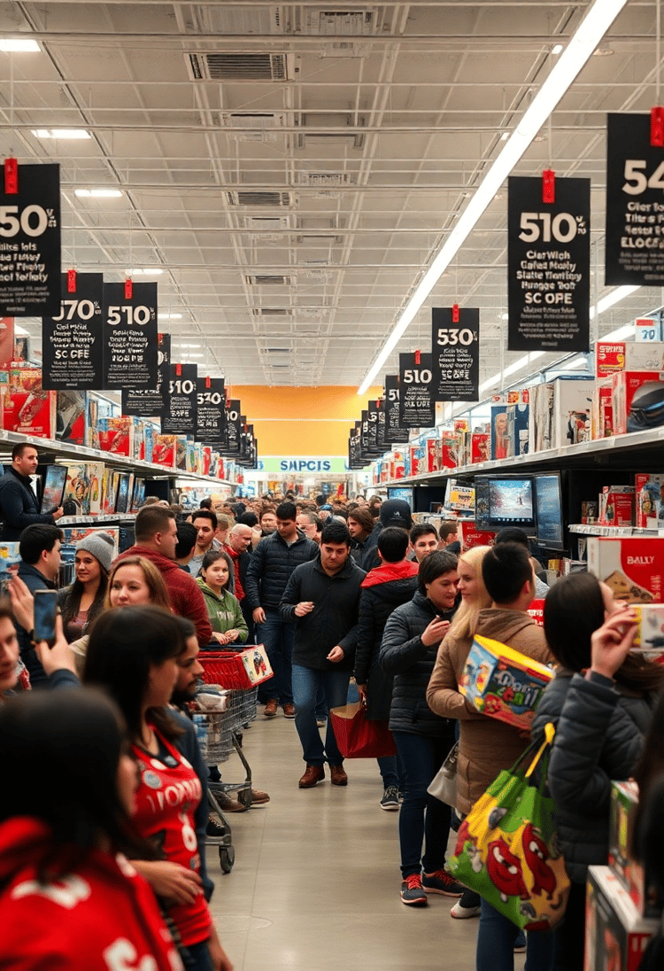 Bargain Hunters at a Midnight Sale