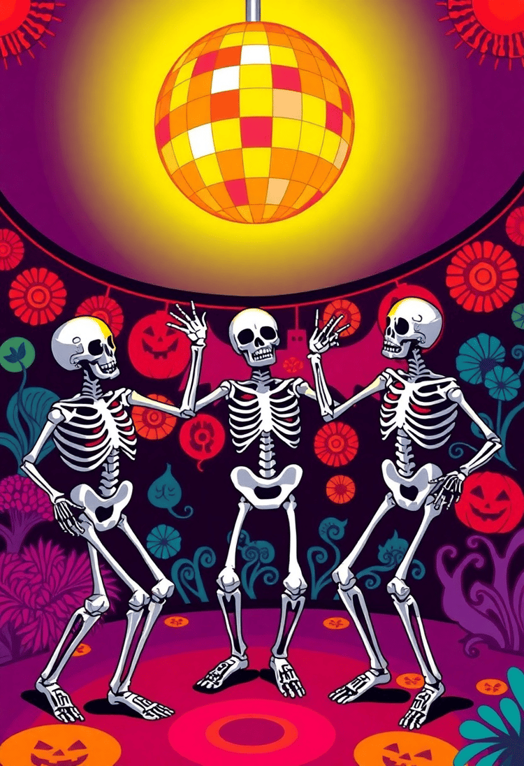 Retro Skeleton Disco Fever