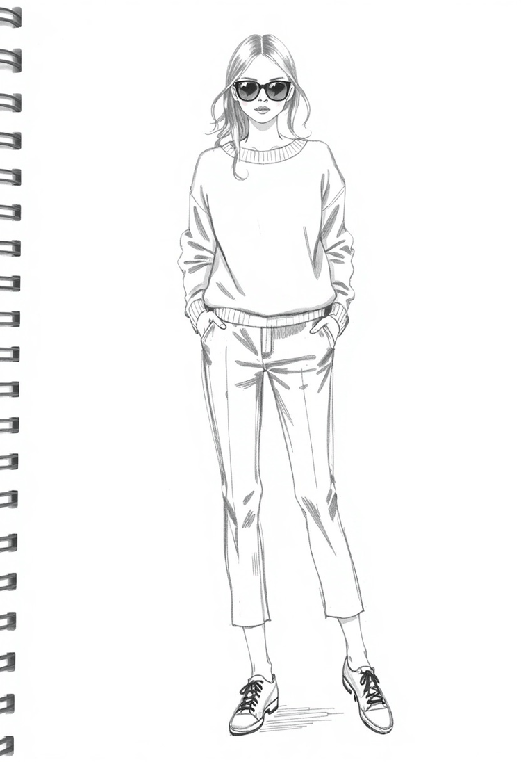 Contemporary Casual Wear Fashion Drawing