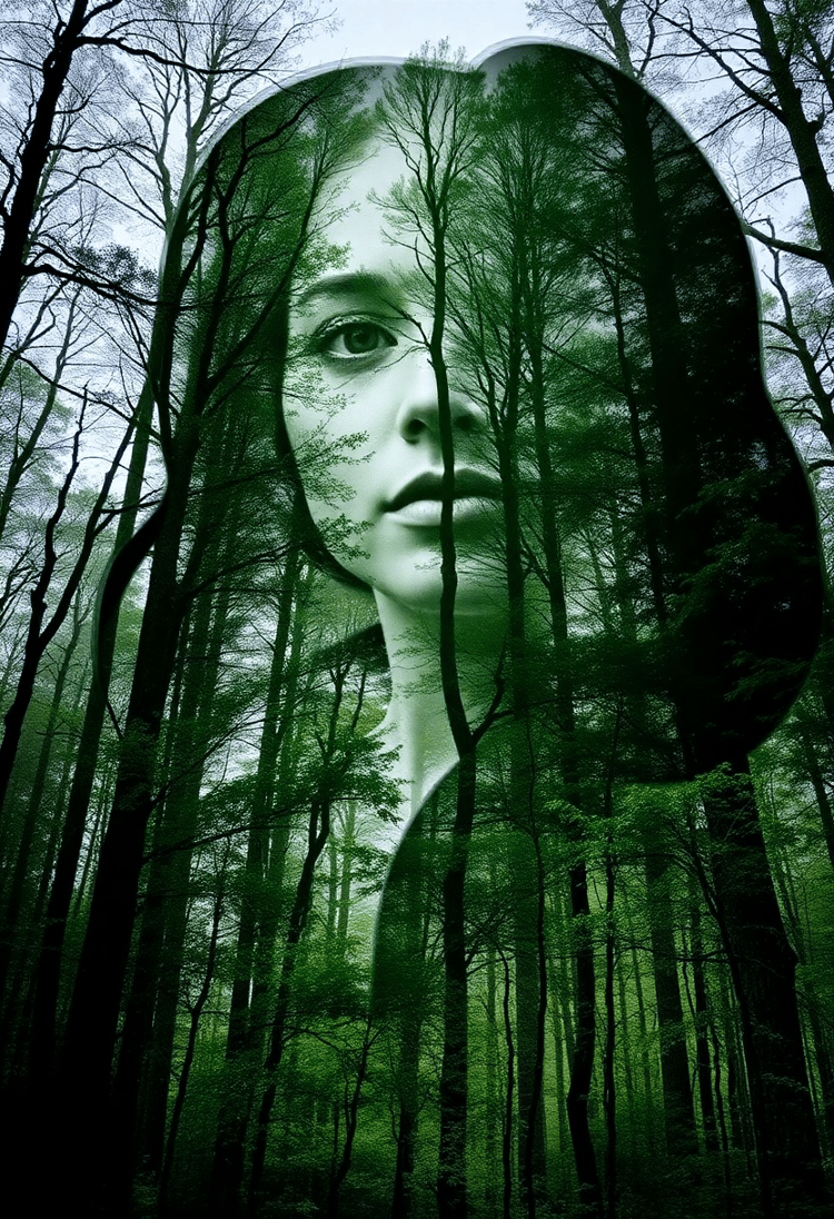 Serenity of the Forest: A Double Exposure Portrait