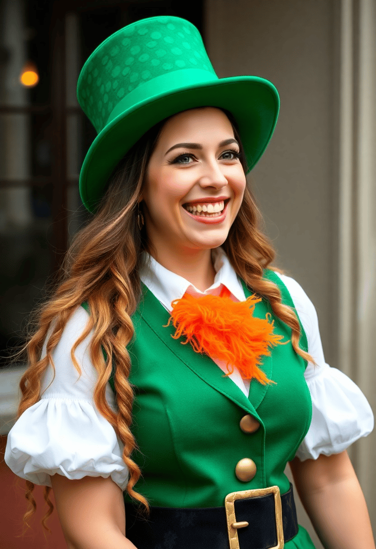 Charming Lady in Leprechaun Costume