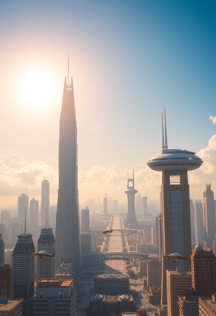 Metropolis of Tomorrow Under Twin Suns