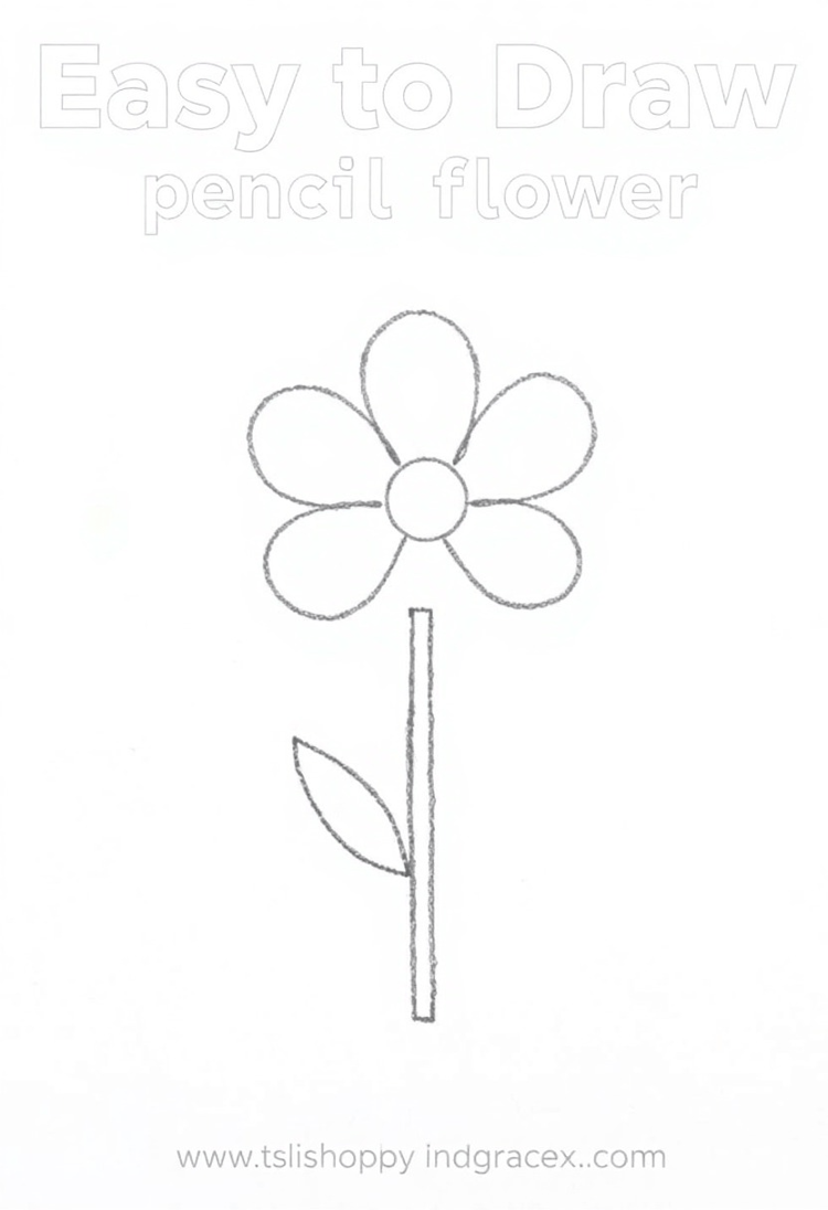 Simple Flower Sketch in Pencil Outline