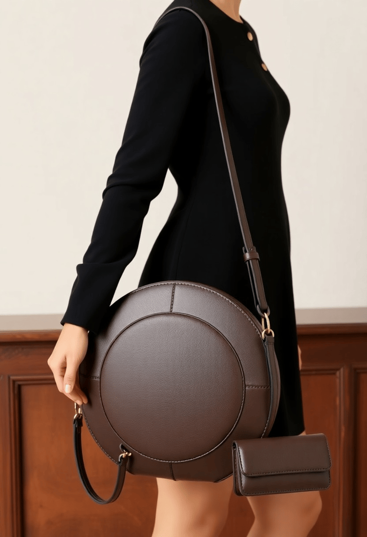 Convertible Circular Handbag with Detachable Straps
