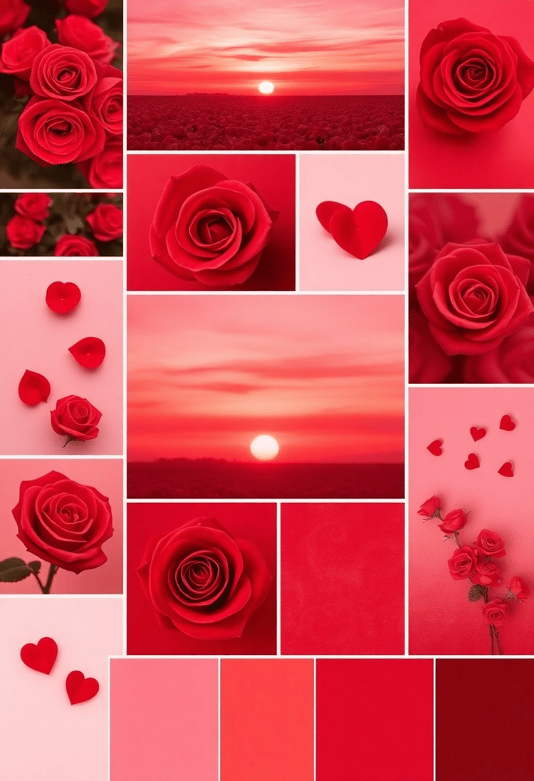 Romantic Red Moodboard: Drenched in Passion and Love