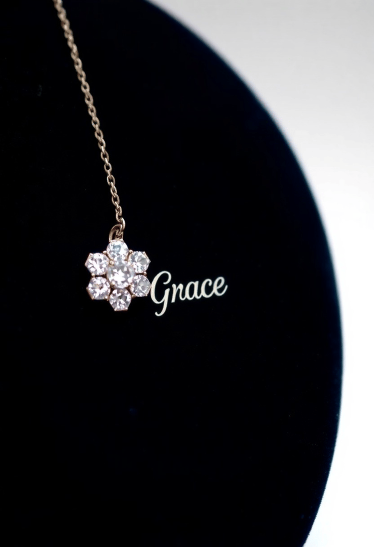 Delicate Diamond Cluster Necklace Cradling a Name