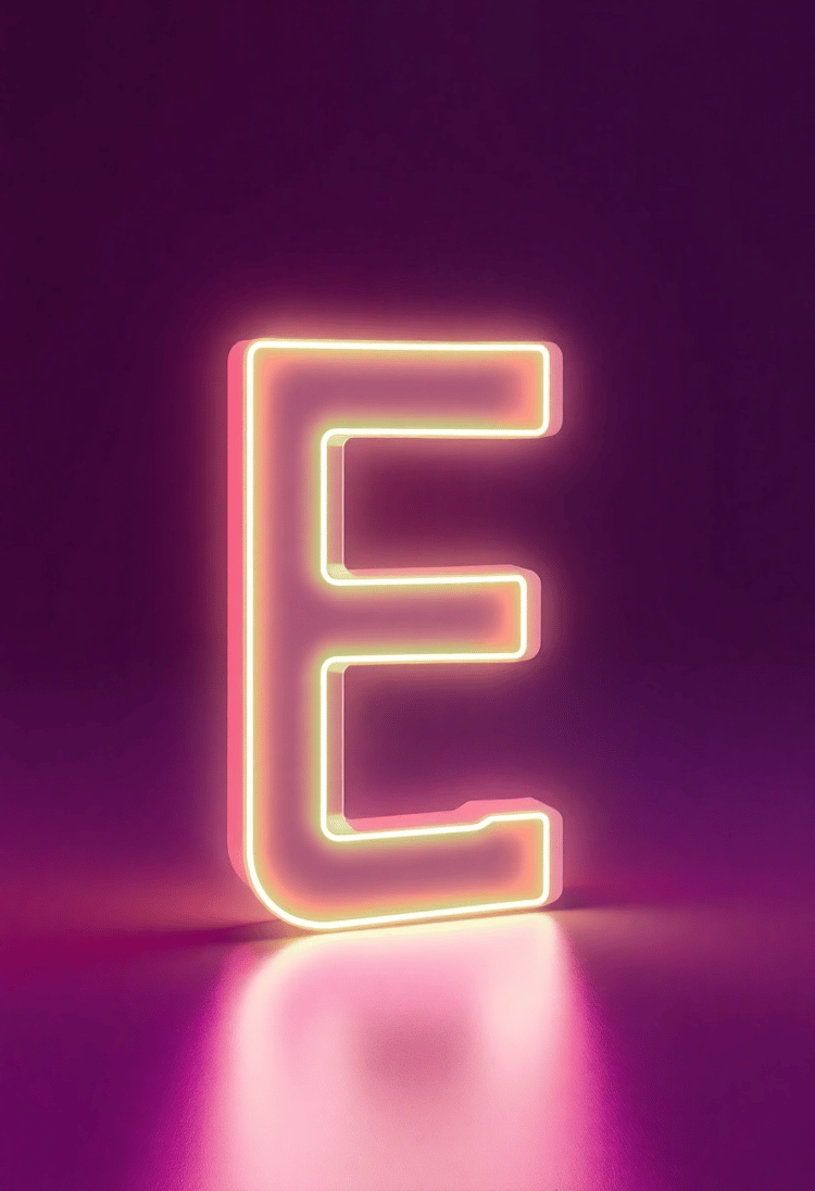 Futuristic Neon-lit E Letter