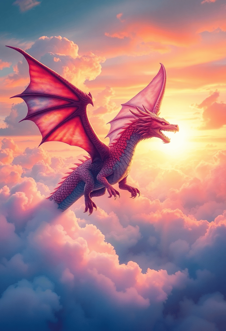 Celestial Guardian in Watercolor Skies