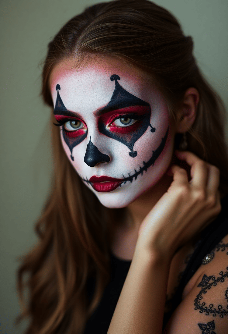 Realistic Halloween Make-Up on a Beautiful Girl