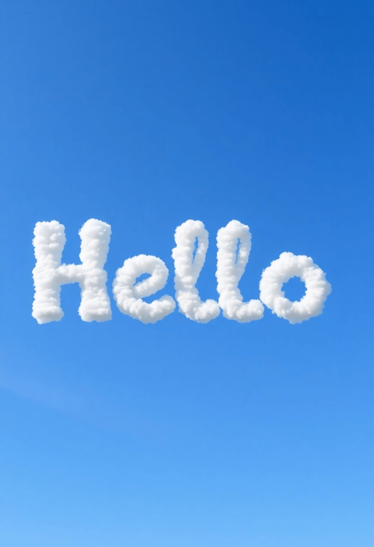 Heavenly Hello in Puffy Letters