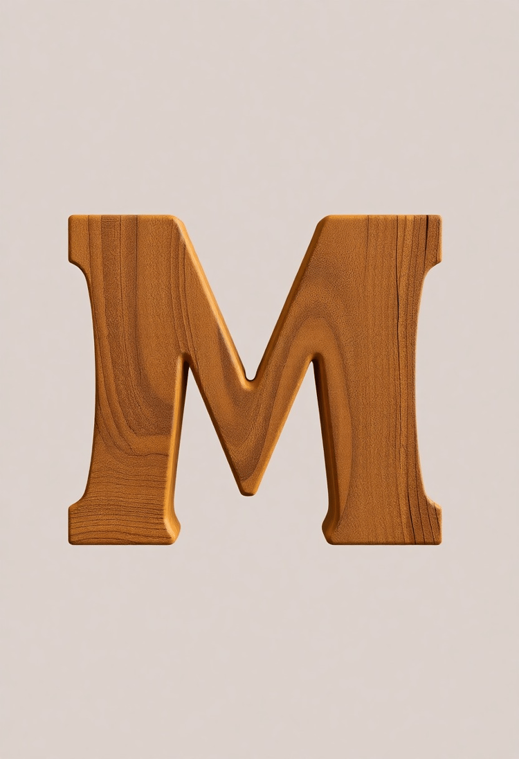 Rustic Wooden M Letter Art