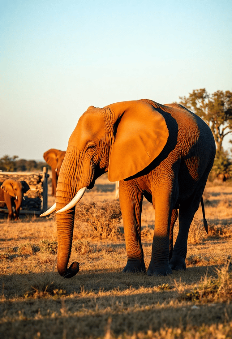 Serenity Amongst Giants: The Elephant's Gentle Stroll