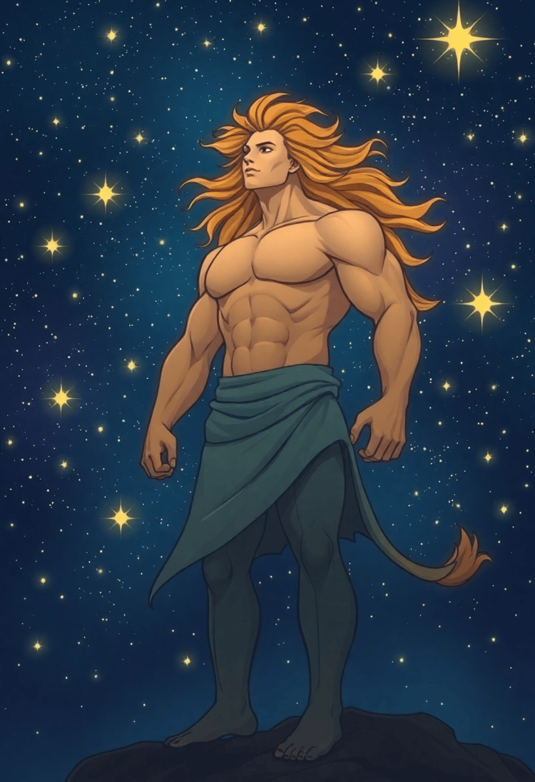 Celestial Leo Amidst Stars