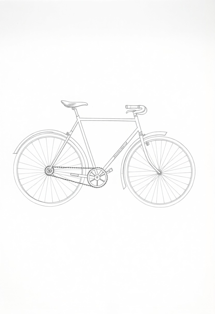 Rustic Bicycle Pencil Sketch with Gentle Shading