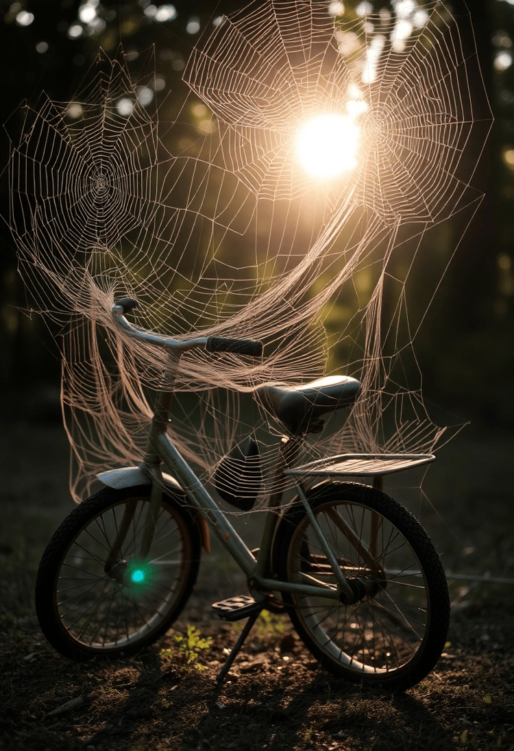 Abandoned Tricycle in Webbed Wonderland