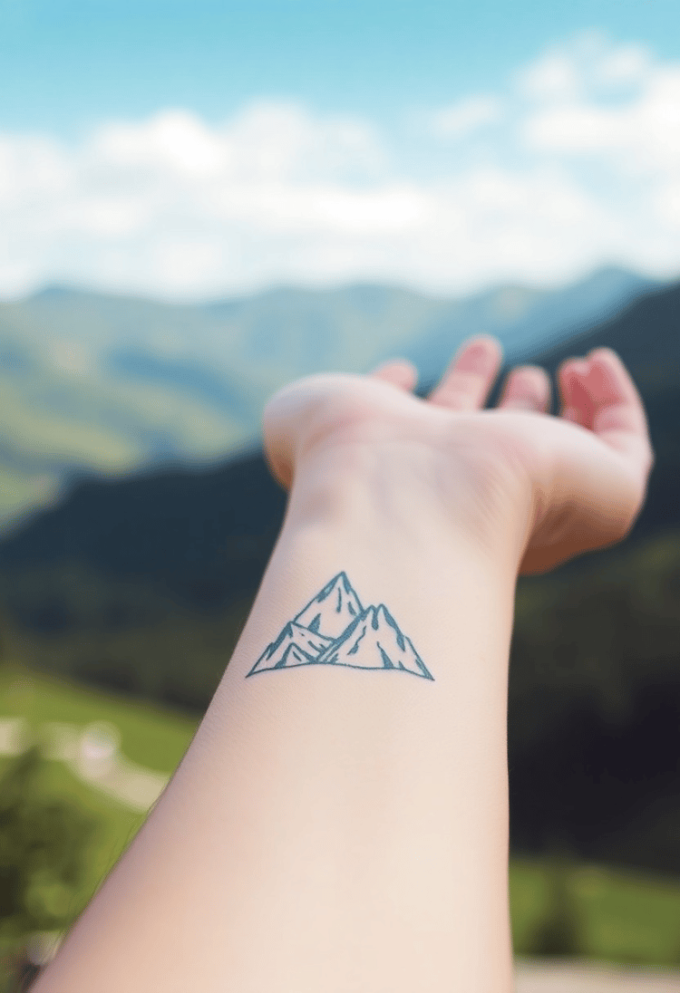 Miniature Mountain Range Tattoo on Forearm