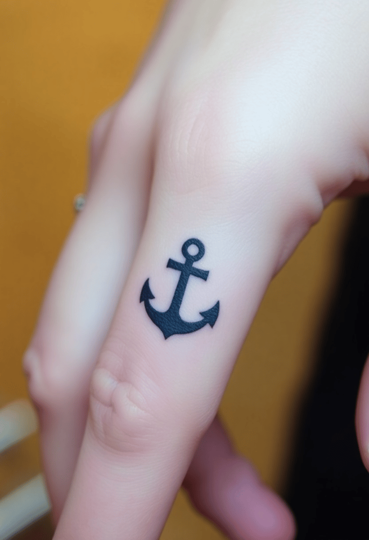 Petite Anchor Finger Tattoo