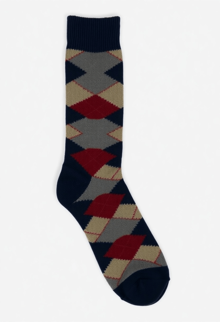Stylish Argyle Socks Laid Out Flat