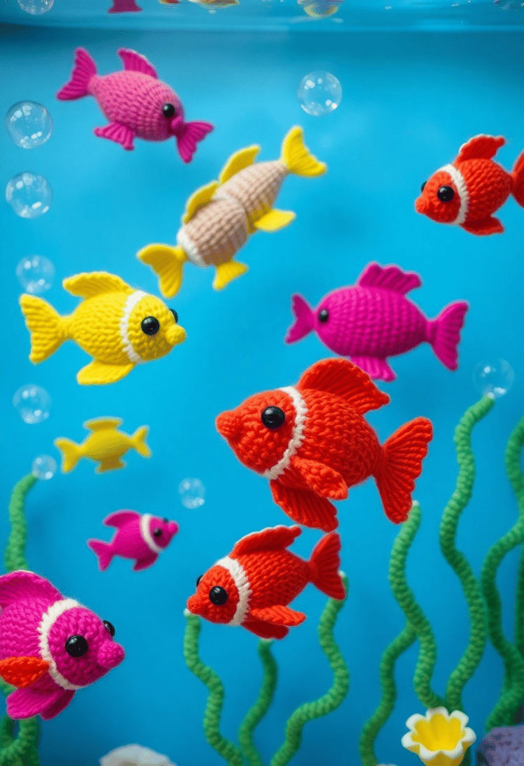 Charming Yarn Aquarium with Vibrant Fish