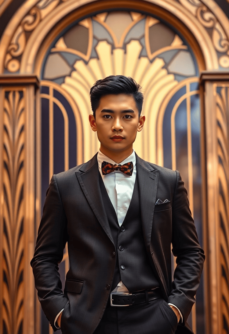 Debonair 1920s Figure in Vintage Dress