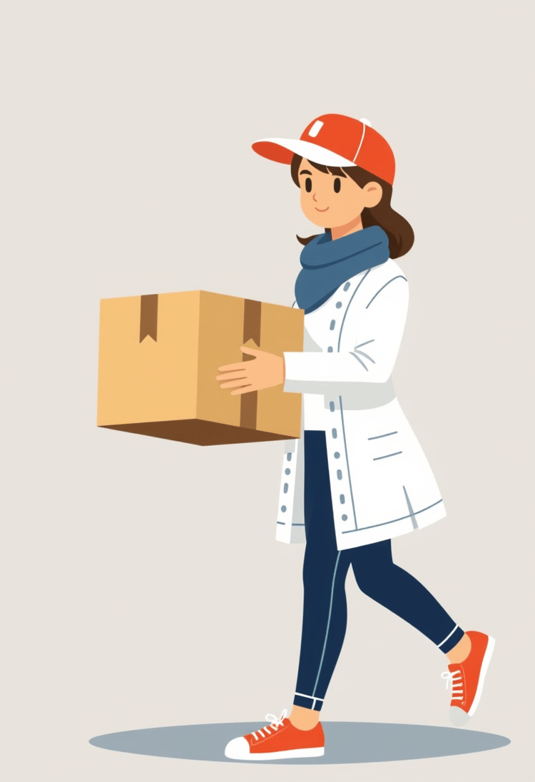 Woman Delivering Box Vector Illustration