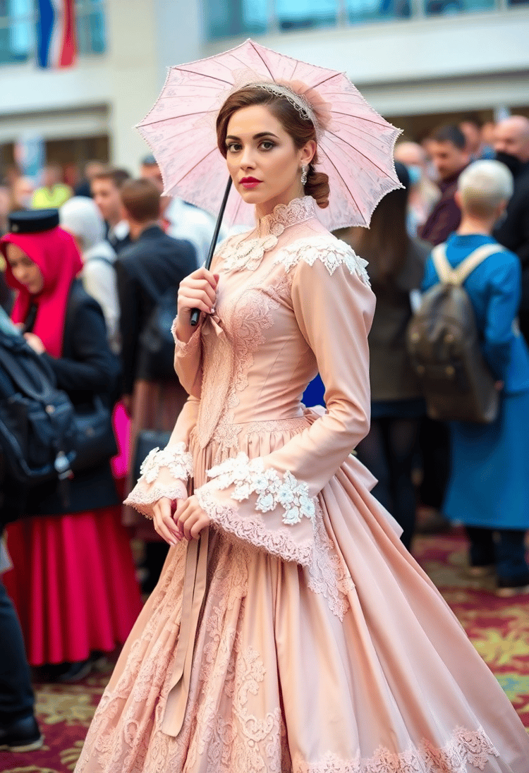 Elegant Victorian Lady in Historical Cosplay