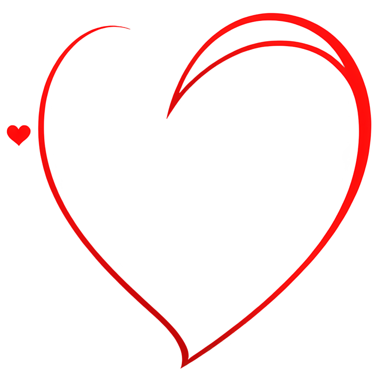 Red Heart Sketch Clipart for Valentine PNG 