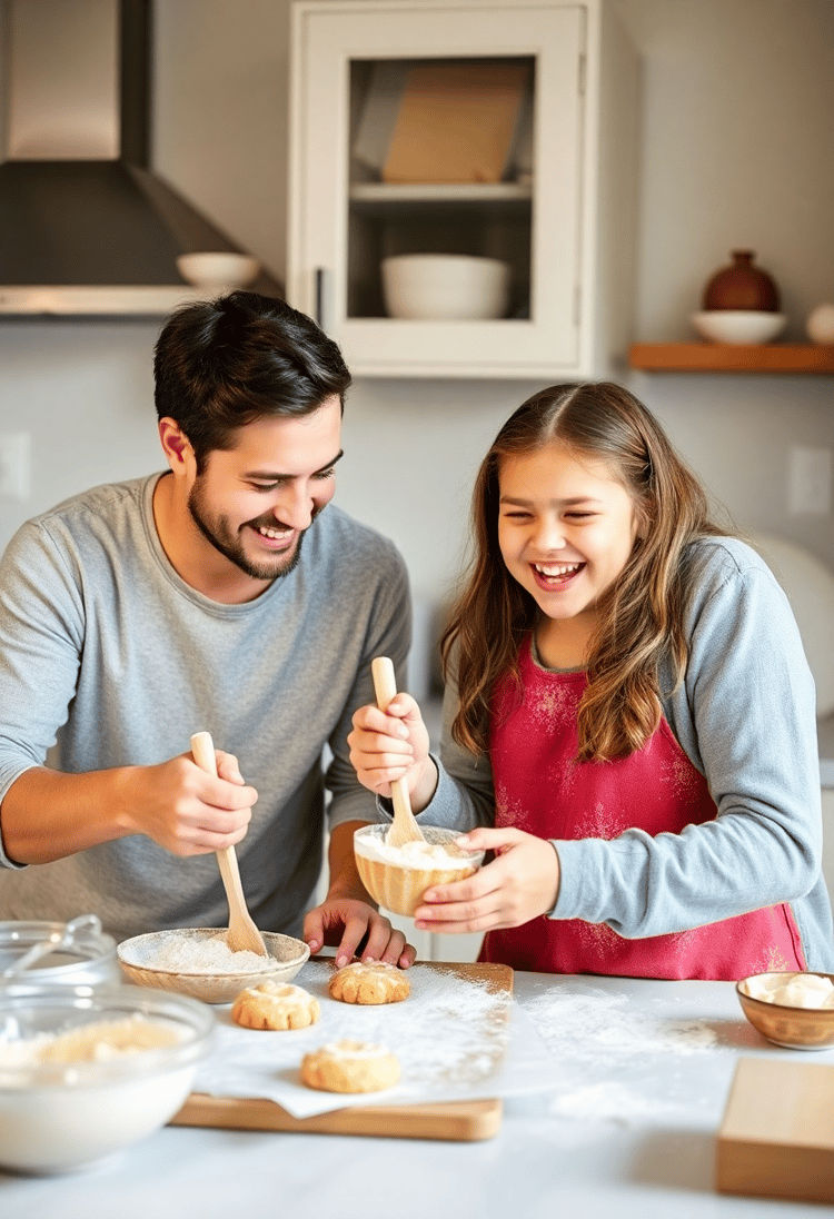 Father and Daughter Baking Together